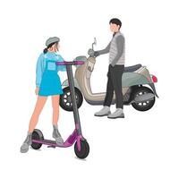 illustration of riding scooter vector