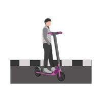 ilustración de hombre montando eléctrico scooter vector