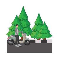 illustration of man riding scooter vector