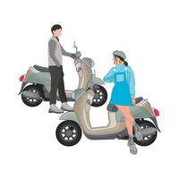 illustration of riding scooter vector