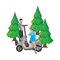 illustration of riding scooter vector