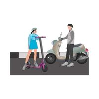 illustration of riding scooter vector