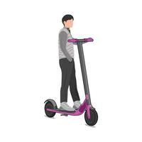 ilustración de hombre montando eléctrico scooter vector