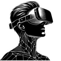 Black and White Illustration of VR Glasses Headset vector