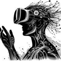 Black and White Illustration of VR Glasses Headset vector