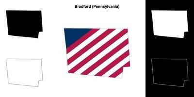 Bradford County, Pennsylvania outline map set vector