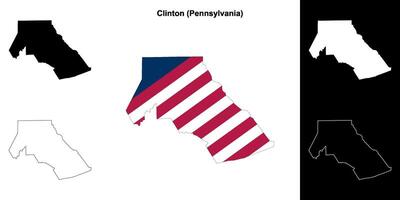 Clinton County, Pennsylvania outline map set vector