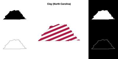 Clay County, North Carolina outline map set vector