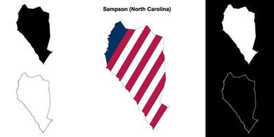 Sampson County, North Carolina outline map set vector