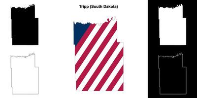Tripp County, South Dakota outline map set vector