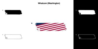 Whatcom County, Washington outline map set vector