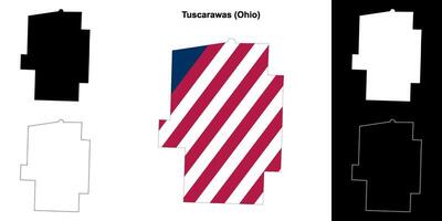 Tuscarawas County, Ohio outline map set vector