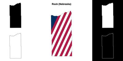 Rock County, Nebraska outline map set vector