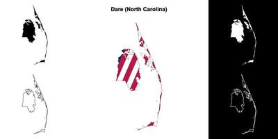 Dare County, North Carolina outline map set vector