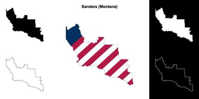 Sanders County, Montana outline map set vector