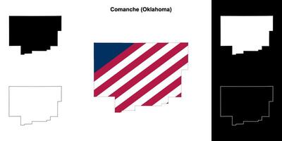 Comanche County, Oklahoma outline map set vector