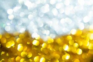 Silver and golden bokeh Background. photo