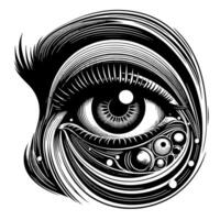 Black and White Illustration of the Human Eye Iris vector