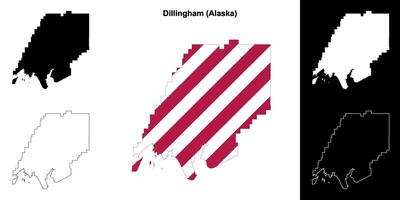 Dillingham Borough, Alaska outline map set vector