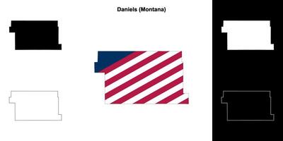 Daniels County, Montana outline map set vector