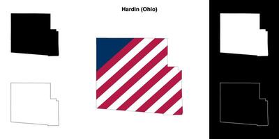 Hardin County, Ohio outline map set vector