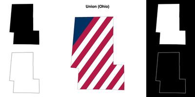 Union County, Ohio outline map set vector