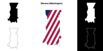 Stevens County, Washington outline map set vector