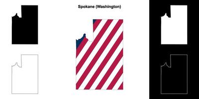 Spokane County, Washington outline map set vector