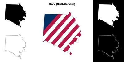 Davie County, North Carolina outline map set vector
