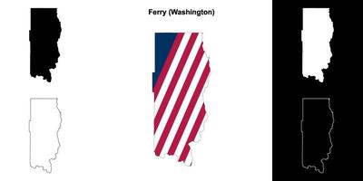 Ferry County, Washington outline map set vector