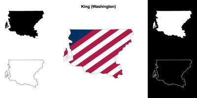 King County, Washington outline map set vector