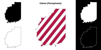Clarion County, Pennsylvania outline map set vector