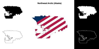 noroeste ártico ciudad, Alaska contorno mapa conjunto vector