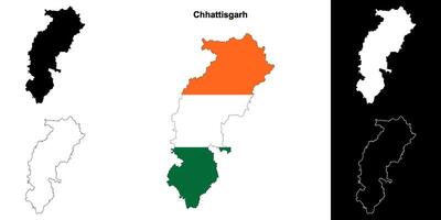 chhattisgarh estado contorno mapa conjunto vector