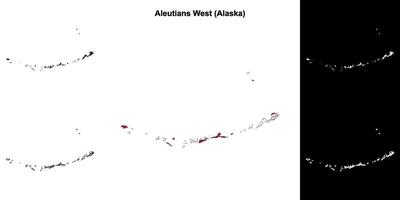 Aleutians West Borough, Alaska outline map set vector