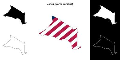 Jones County, North Carolina outline map set vector