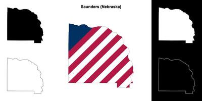 Saunders County, Nebraska outline map set vector