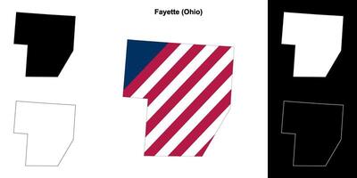 Fayette County, Ohio outline map set vector