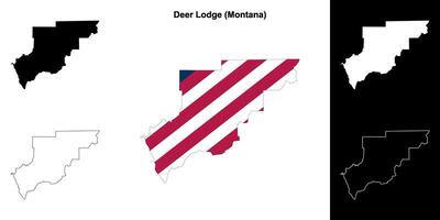 Deer Lodge County, Montana outline map set vector