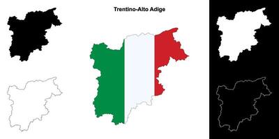 Trentino-Alto Adige blank outline map set vector