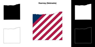 Kearney County, Nebraska outline map set vector