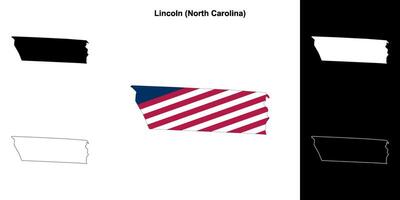 Lincoln County, North Carolina outline map set vector