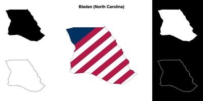 Bladen County, North Carolina outline map set vector