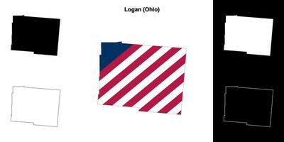 Logan County, Ohio outline map set vector