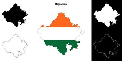 Rajasthan state outline map set vector