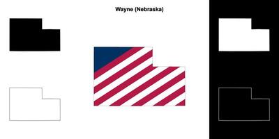 Wayne County, Nebraska outline map set vector