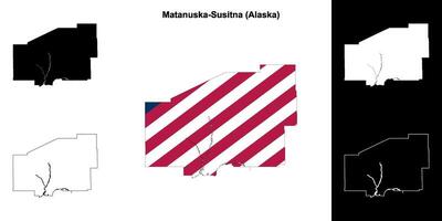 Matanuska-Susitna Borough, Alaska outline map set vector