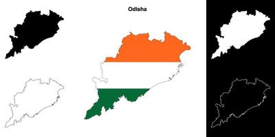 Odisha state outline map set vector