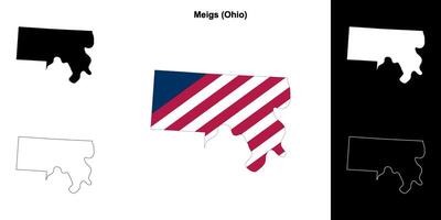 Meigs County, Ohio outline map set vector