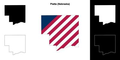 Platte County, Nebraska outline map set vector